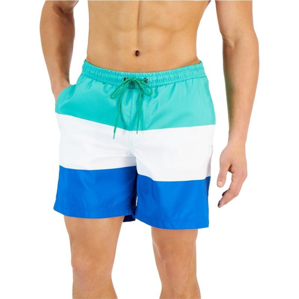 Club Room Mens Colorblocked Swim Bottom Trunks, Multicoloured, XL, DM